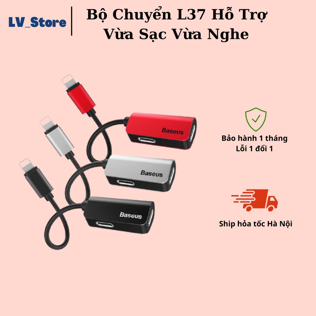 Bộ Chia Cổng Lightning 1 Thành 2 Baseus L37 Cho iPhone - Hỗ Trợ Vừa Sạc Vừa Míc Đàm Thoại