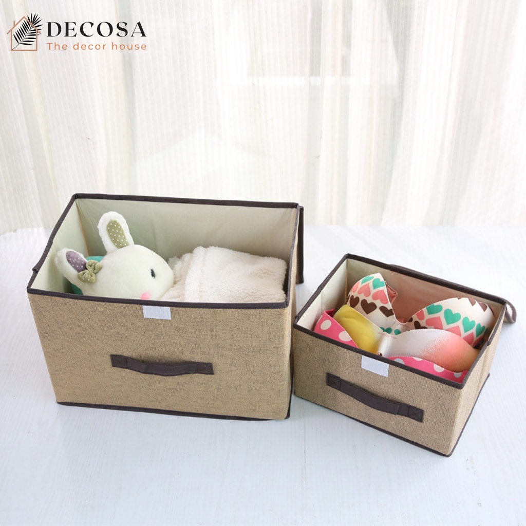 Hộp vải đựng quần áo có nắp đậy nhiều màu bộ 2 món DECOSA