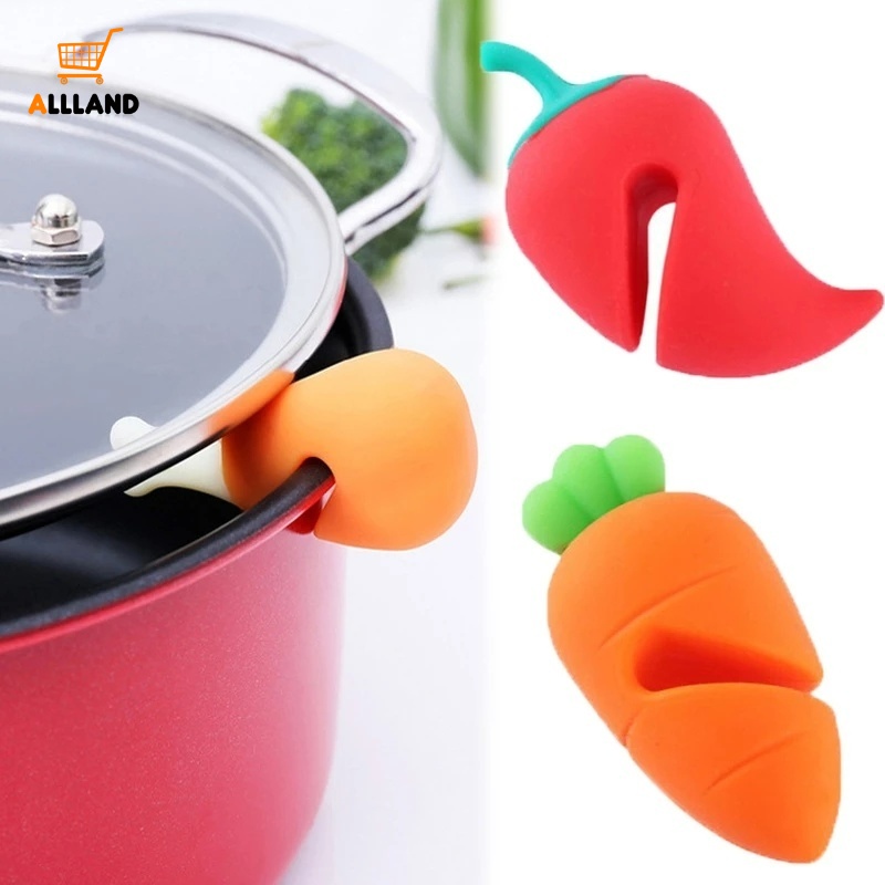 Dụng Cụ Kẹp Nồi Chống Tràn Bằng Silicone Hình Đùi Gà/Cà Rốt Dễ Thương