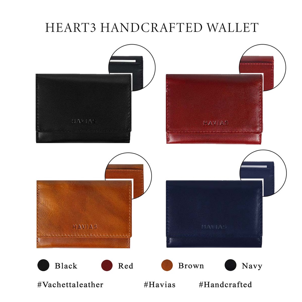 Ví gấp Heart3 Mini Handcrafted Wallet HAVIAS Xanh Navy