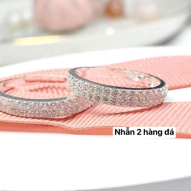 Nhẫn bạc nữ,nhẫn nữ 2 hàng đá thiết kế nhẹ nhàng trẻ trung, thời trang-Bạc Ngọc Anh