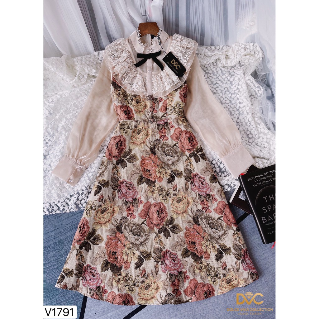 [Mã WASTGO hoàn 10% xu đơn 99k] Váy hoa tiểu thư V1791 - Đẹp Shop DVC (Kèm ảnh thật trải sàn do shop tự chụp) | BigBuy360 - bigbuy360.vn