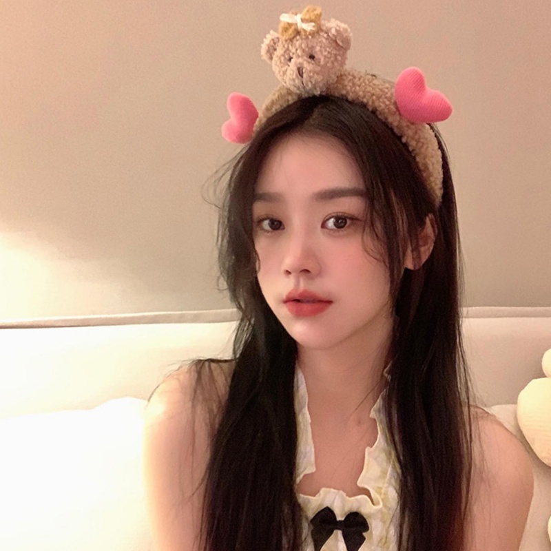 Băng Đô Cài Tóc Hình Thỏ / Gấu Hoạt Hình Bằng Lông Nhung Dễ Thương Xinh Xắn