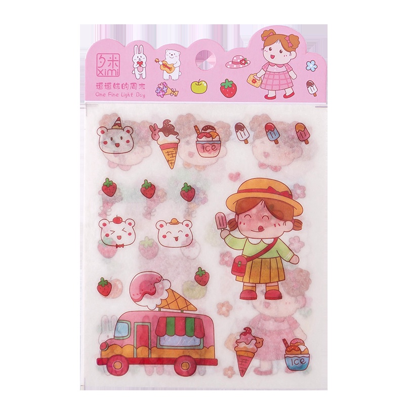 Sticker Dán Trang Trí Sổ Tay Hình Cô Gái Hoạt Hình Dễ Thương