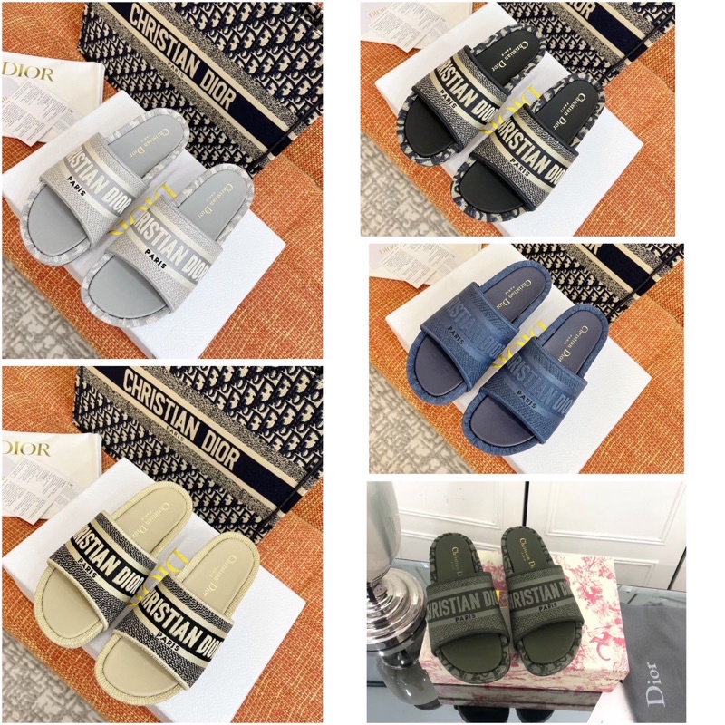 Dép dior quai dệt độn đế bánh mì
