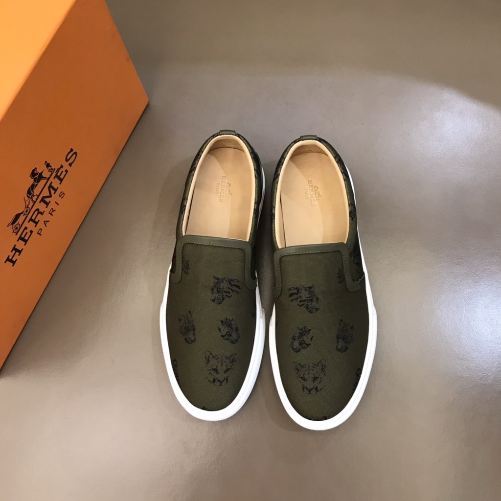 Giày lười nam da thật cao cấp Hermes HM kiểu dáng và trang trí trẻ trung, thời trang