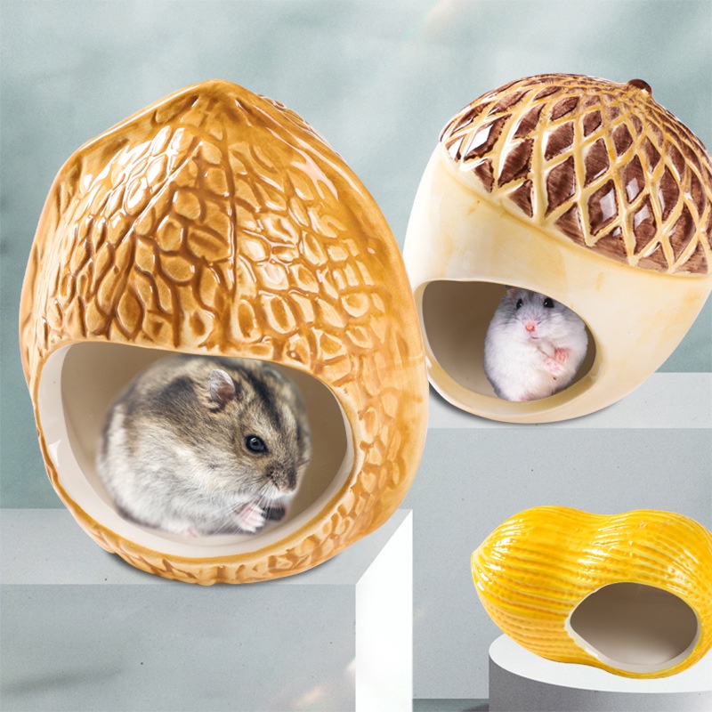 Nhà ngủ sứ hamster HẠT ÓC CHÓ siêu mát, dễ thương