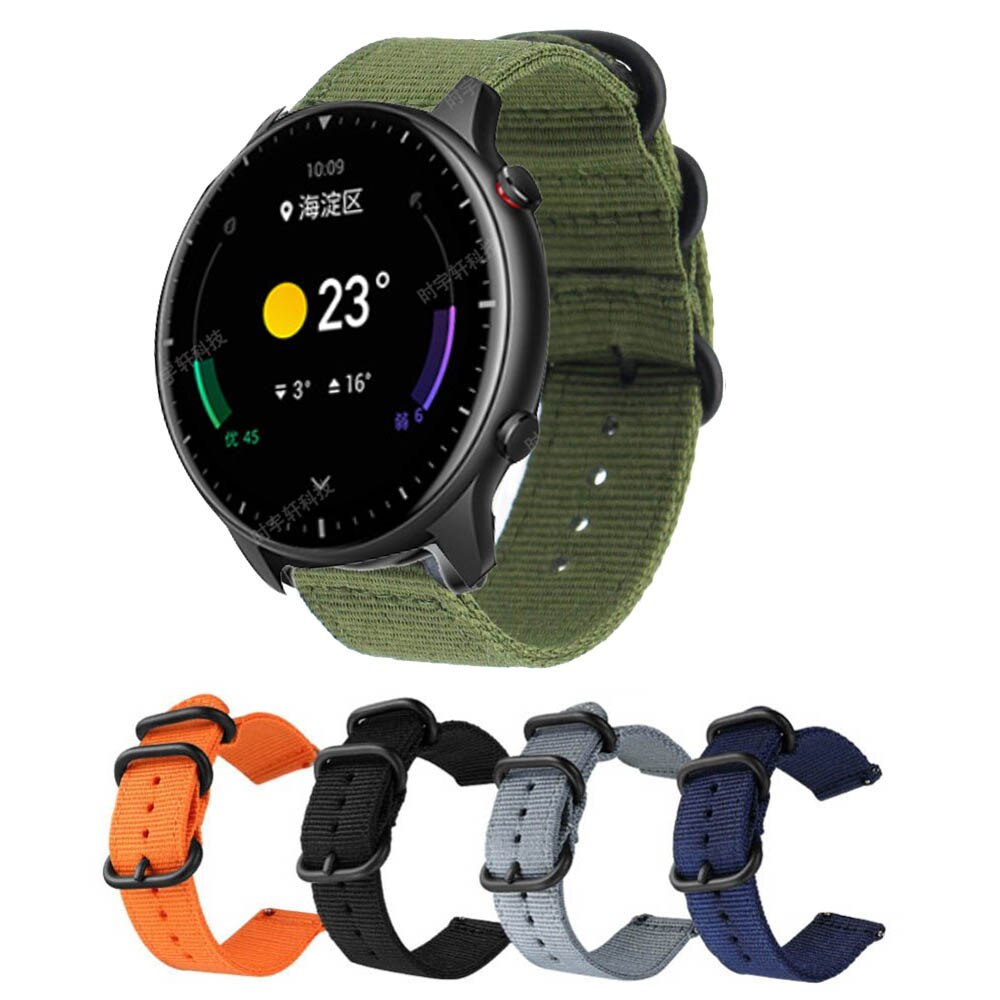 Dây Nylon Cho Đồng Hồ Thông Minh Amazfit Gtr2 Gtr 47mm Xiaomi Amazfit Pace 1 2 2s 3 Stratos Dài 22mm