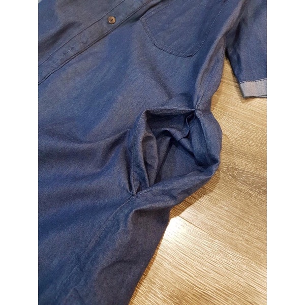 Đầm sơ mi jeans giấy dáng suông