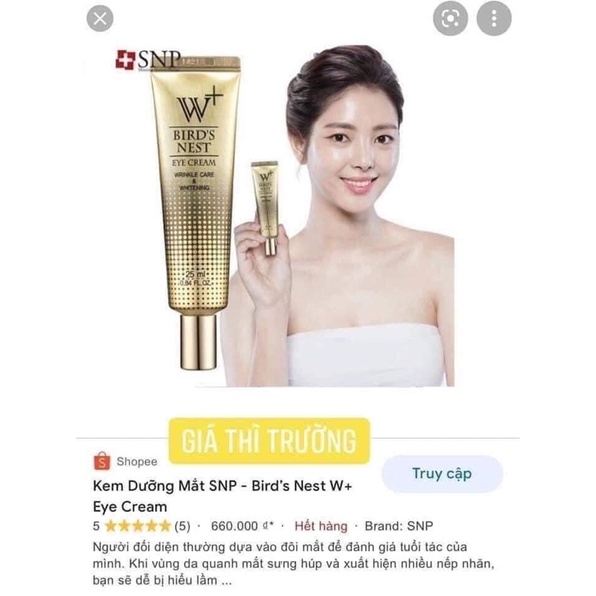 [Có bill]Kem mắt tổ yến SNP W+ Bird’s Nest eye cream 25ml | BigBuy360 - bigbuy360.vn