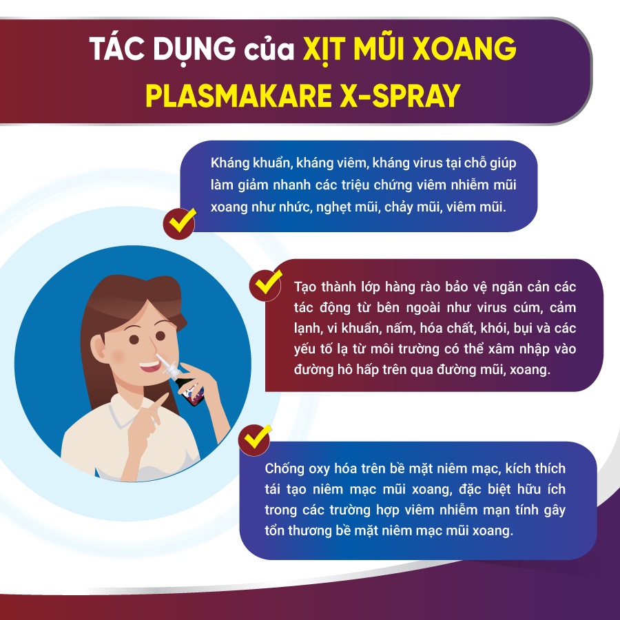 Combo 3 Xịt mũi xoang PlasmaKare X-Spray Light 15ml - Thông mũi, sạch xoang, an toàn đường thở