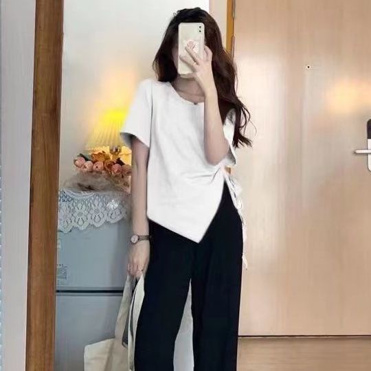 Áo thun COZOK tay ngắn phối dây rút thời trang dành cho nữ