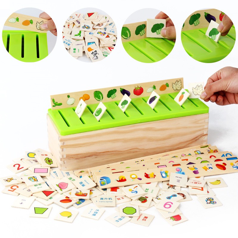 Đồ chơi hộp thả hình theo chủ đề bằng gỗ giúp bé rèn tư duy logic cho các bé từ 1.5-4 tuổi.