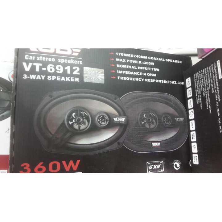 Bộ 2 loa bầu dục 6x9 inch đồng trục GB VT-6912 hai đường tiếng âm thanh