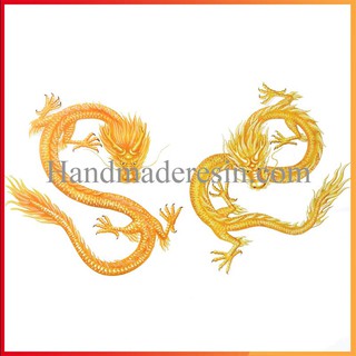 Sticker Rồng Vàng 3D Đổ Bể Cá Resin