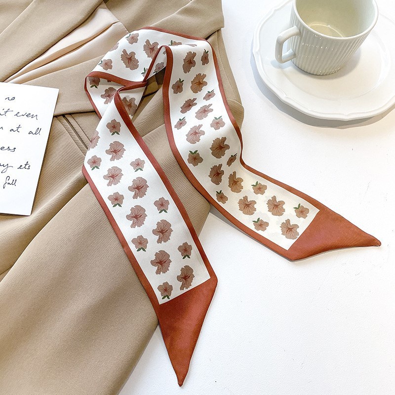 Bộ 5 Khăn Quàng Cổ / Băng Đô Cài Tóc Bằng Lụa Thắt Nơ Ruy Băng Nhỏ Xinh Đa Năng