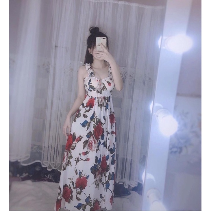 Đầm maxi hoa tay cánh tiên dáng dài siêu đep (kèm ảnh thật)