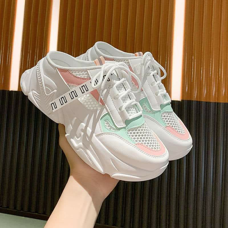 Giày thể thao nữ độn đế, thoáng khí hở gót dạng sục