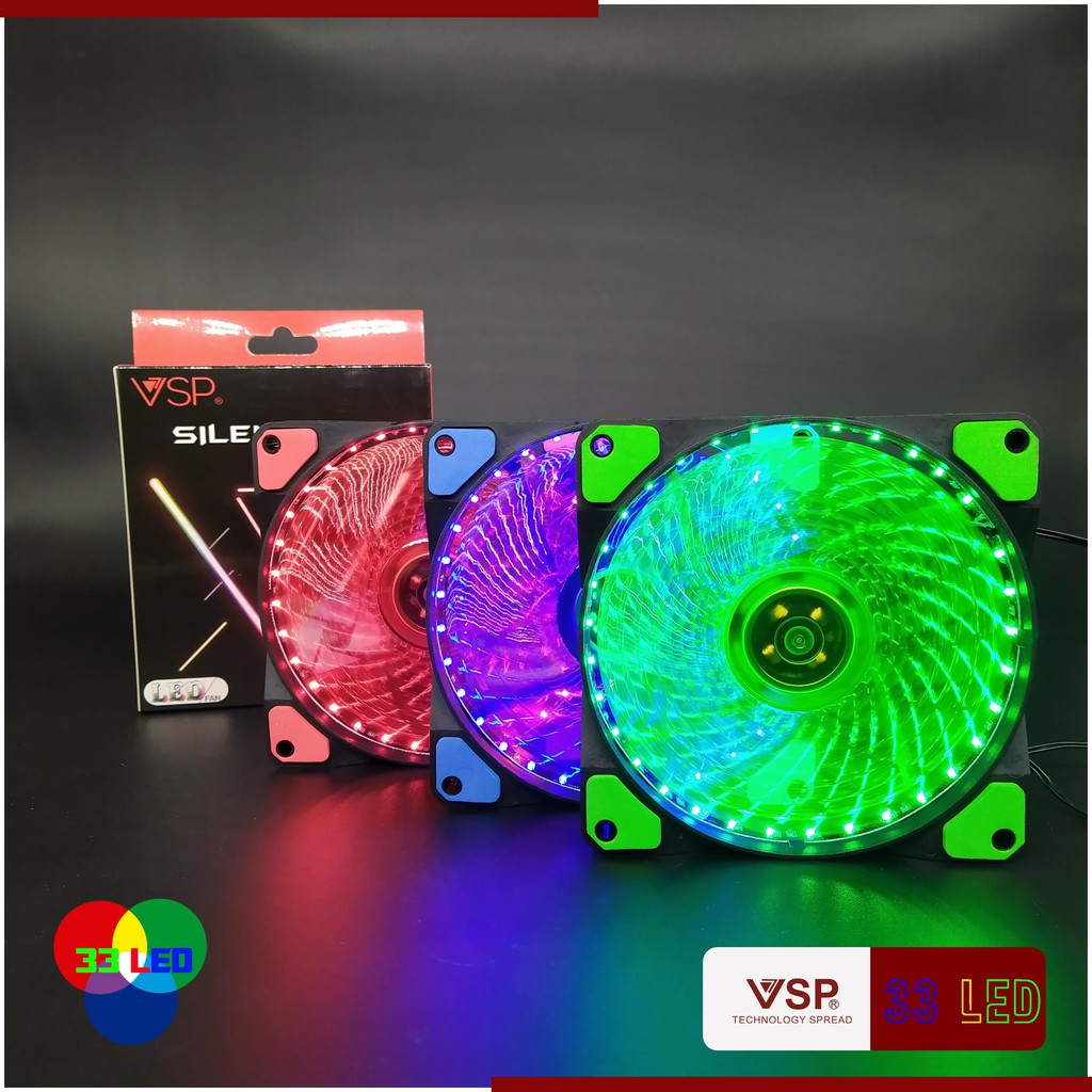 [Chính hãng] Quạt tản nhiệt máy tính - Fan Case làm Mát và Đẹp Cho Vỏ Máy Tính VSP LED RGB 8cm 12cm