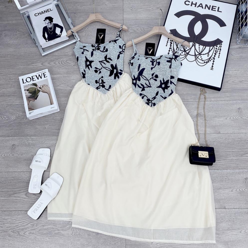 [ 𝐅𝐑𝐄𝐄 𝐒𝐇𝐈𝐏 ] VÁY 2 DÂY PHỐI TƠ HOA NHÍ DÁNG DÀI