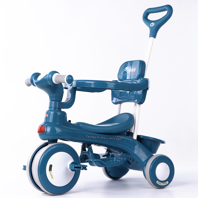 Xe đạp 3 bánh có cần đẩy, có nhạc kiêm chòi chân cho bé cao cấp - Xe đẩy thời trang nhựa cứng an toàn