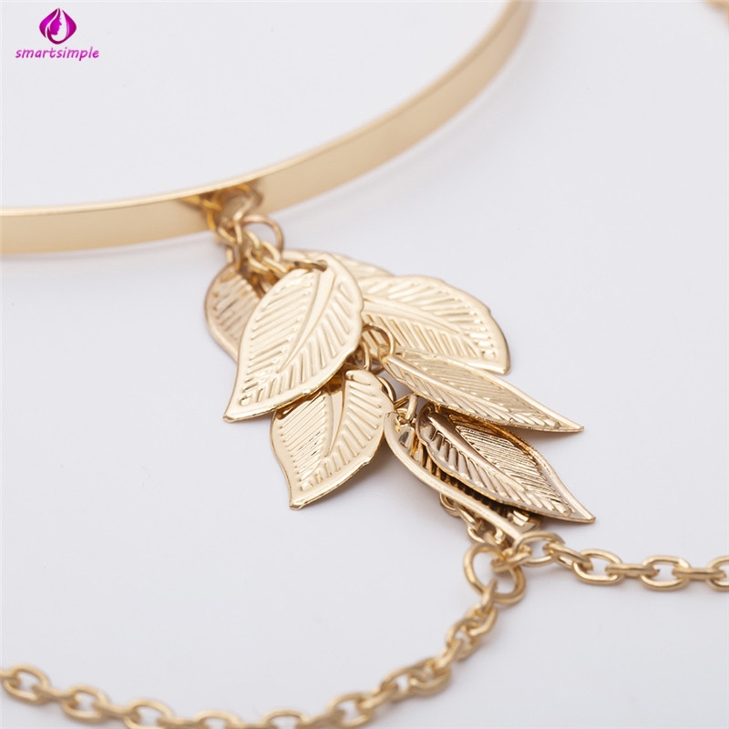 Vòng Tay Hợp Kim Hình Chiếc Lá Phong Cách Boho Độc Đáo Cho Nữ