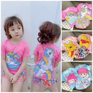 SET25 - Bộ bé gái, Bộ thun lạnh in hình cực yêu cho bé từ 8-21kg