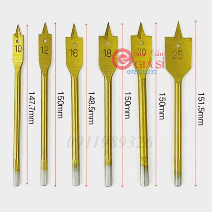 Bộ 6 mũi khoan gỗ - mũi khoan khoét gỗ đuôi cá phủ titanium ❤️freeship❤️
