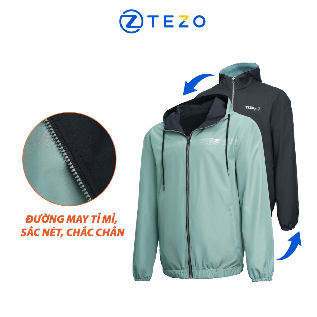 Áo gió nam có mũ 2 mặt Tezo chống thấm nước 22AG2T003