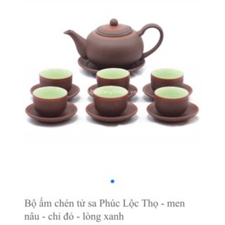 Ấm chén gốm tử sa Tống Phúc Lộc Thọ