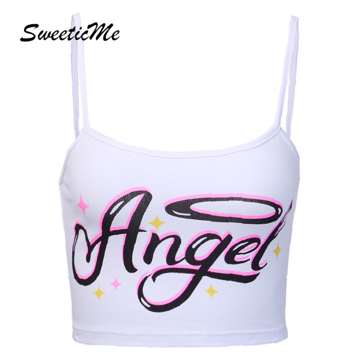 Áo Hai Dây In Chữ Sweeticme 2022 Thời Trang Cho Nữ