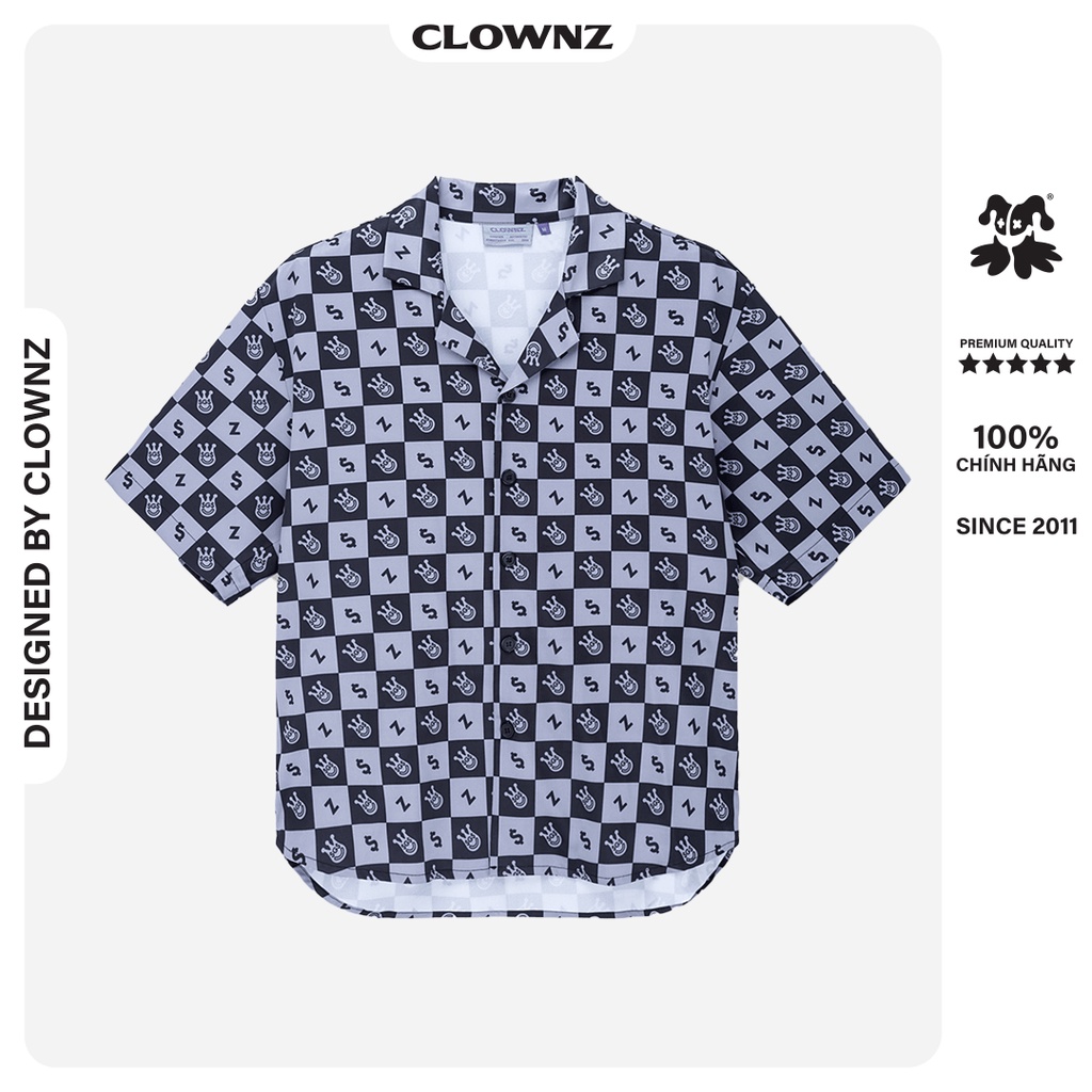 Áo sơ mi local brand Clownz x SGS họa tiết Monogram, form rộng, unisex