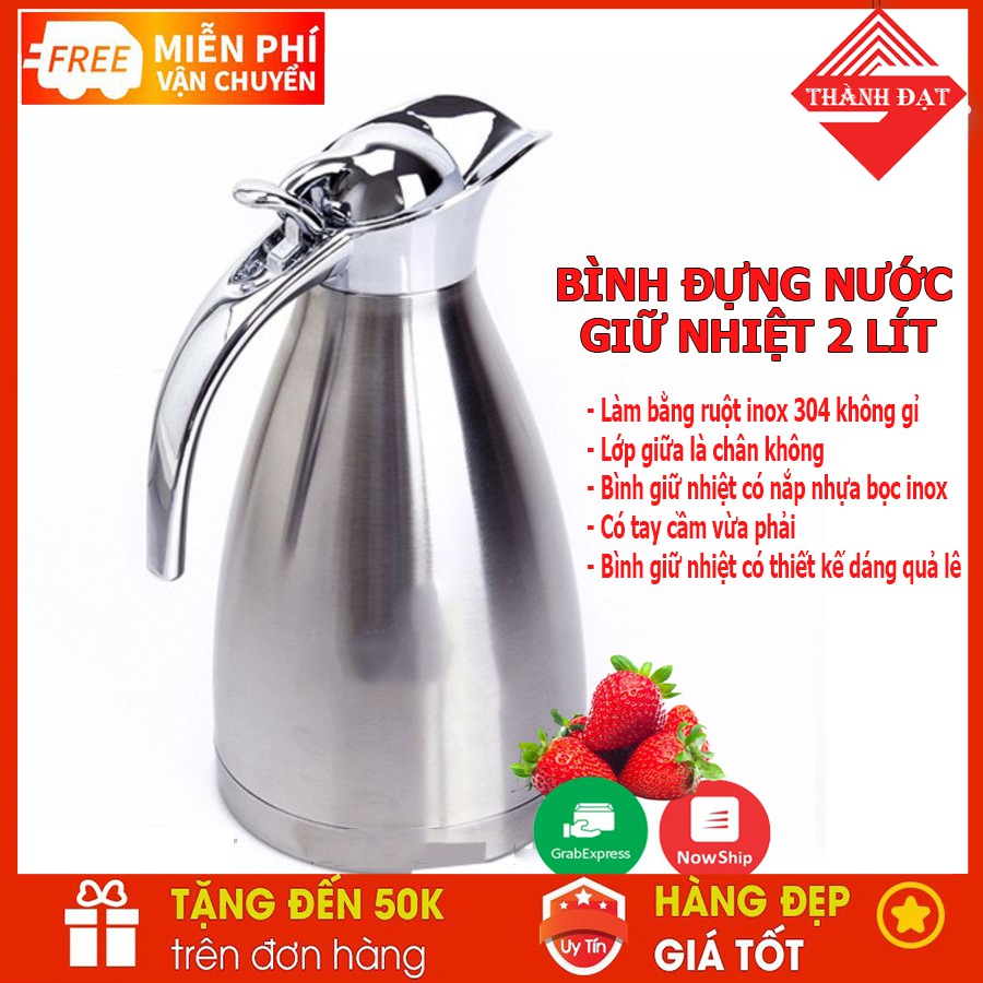 Bình Đựng Nước Nóng - Lạnh Inox 2 Lít Giữ Nhiệt Cực Lâu Vừa Sang Trọng, Vừa Tiện Ích