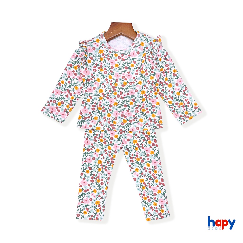 Bộ thun dài tay thu đông cho bé gái Happy kids, cho bé từ 1-4 tuổi AT.22.04