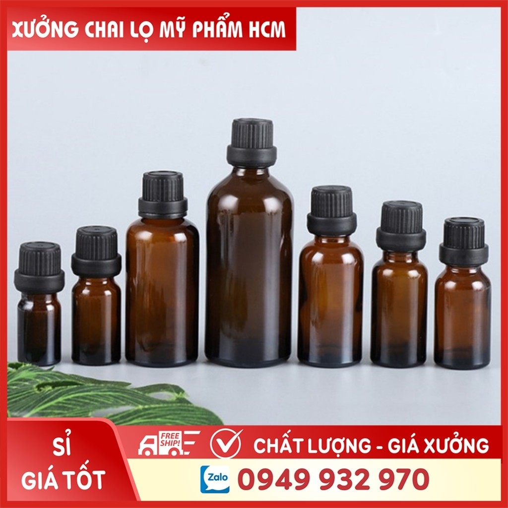 Lọ Đựng Tinh Dầu Nhỏ Giọt Nắp Đen 50ml  Chiết Serum