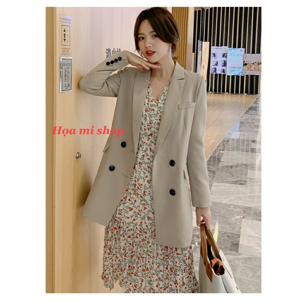 áo vest nữ dáng dài tay đính 4 khuy phong cách hàn quốc | BigBuy360 - bigbuy360.vn