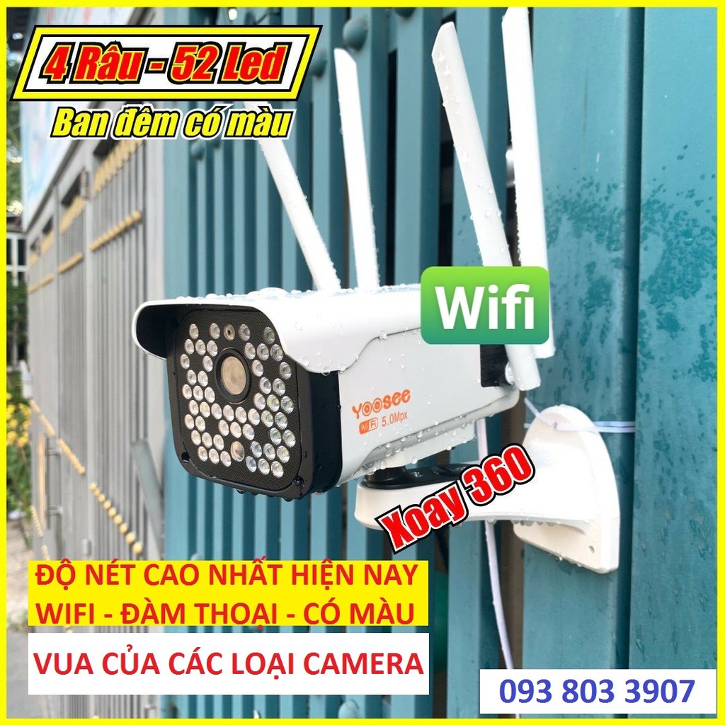 Camera ngoài trời yoosee 5.0 Ptz 4 râu 52led 5.0Mpx siêu nét, góc rộng, đàm thoại 2 chiều, có màu ban đêm - PHÂN PHỐI