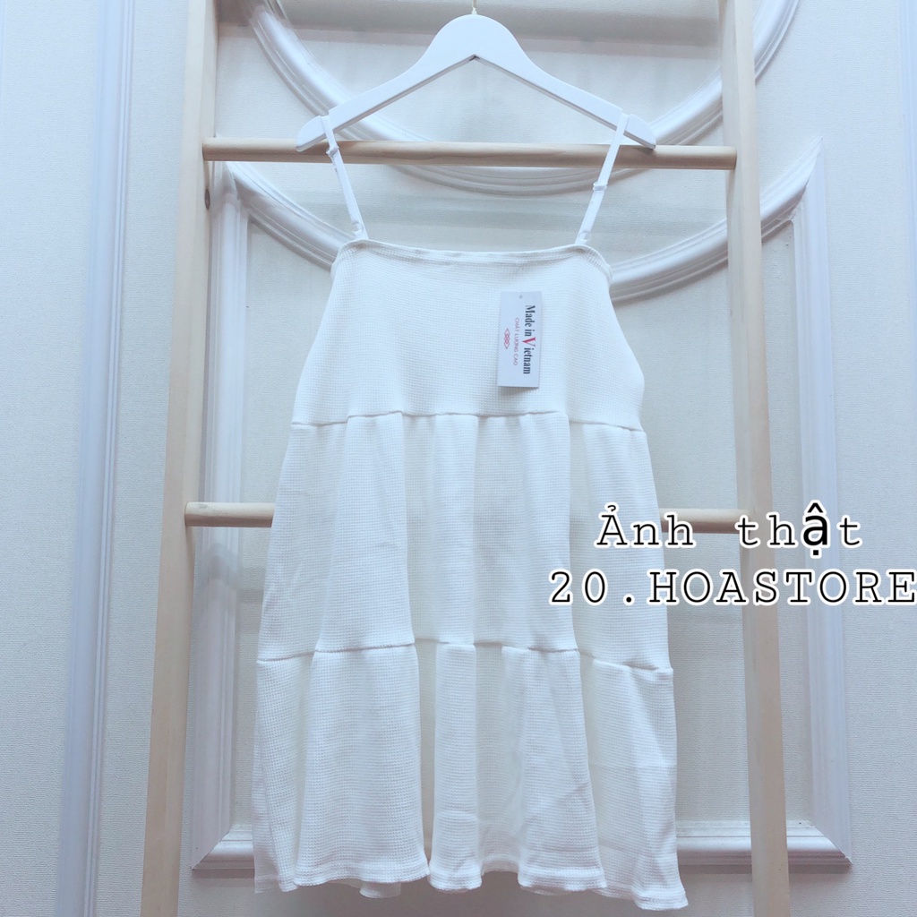 VÁY 2 DÂY TRẮNG DÁNG NGẮN KIỂU BABYDOLL - ĐẦM SUÔNG XÒE 2S MẶC Ở NHÀ CÔNG CHÚA