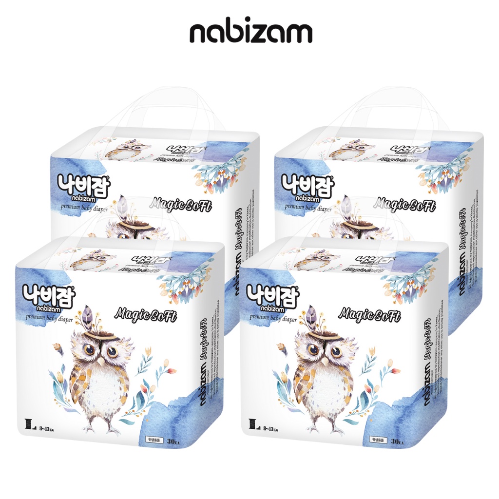 COMBO 4 Bịch Tã/Bỉm Quần NABIZAM Magic Soft Nội Địa Hàn Với Công Nghệ Thấm Hút Ngược Size L Cho Bé Từ 8-13kg, 30 Miếng