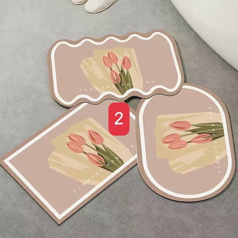 Combo 3 thảm lau chùi chân thấm nước chống trượt mix 3 hình decor phòng xinh KT 40X60 cm