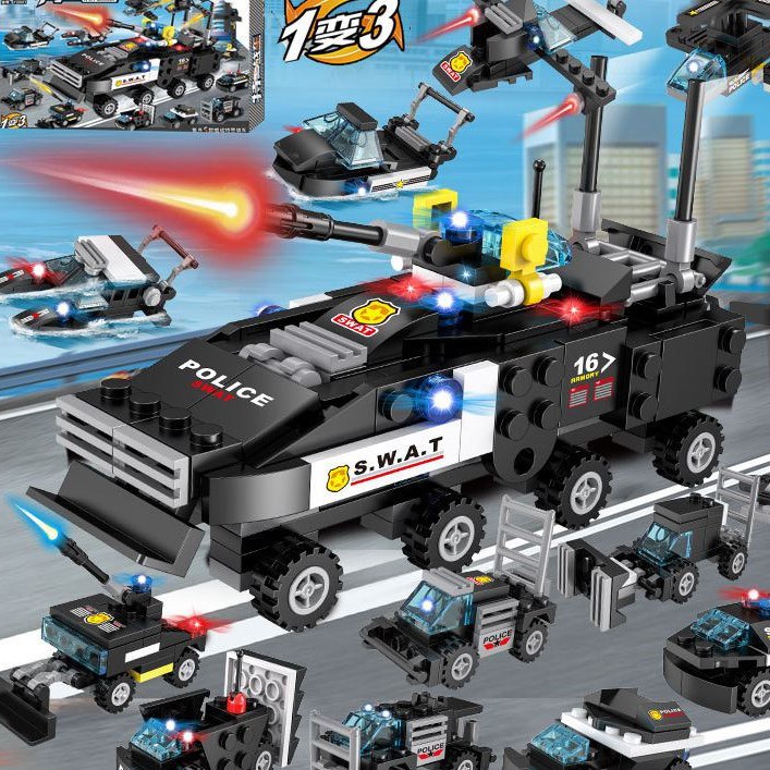 410 CHI TIẾT] ĐỒ CHƠI XẾP HÌNH OTO SWAT, Cảnh Sát, ROBOT