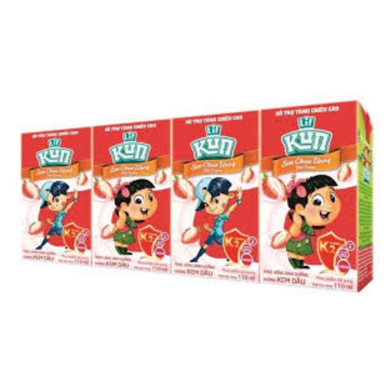 Thùng 48 hộp sữa kun 110ml vị dâu, cam,nho, socola