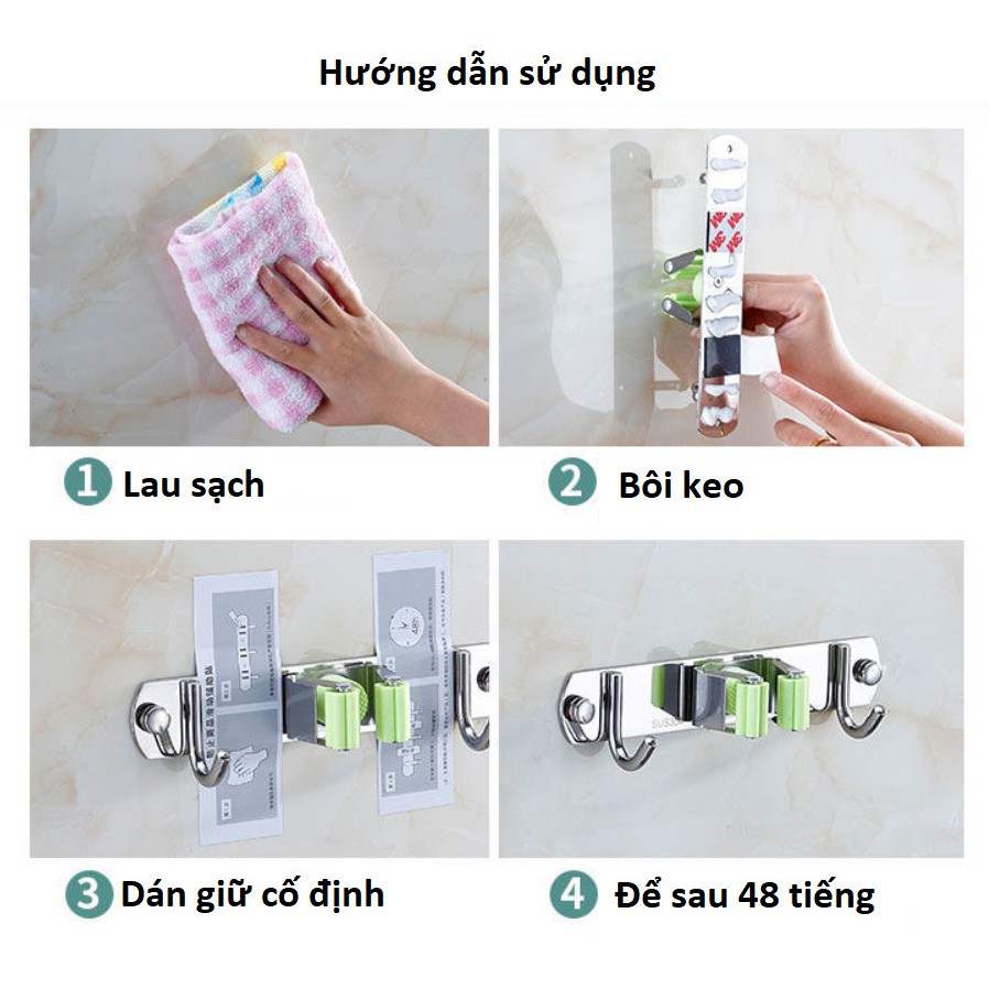 Móc treo dụng cụ vệ sinh SUS304 không dần khoan Germany - Home and Garden