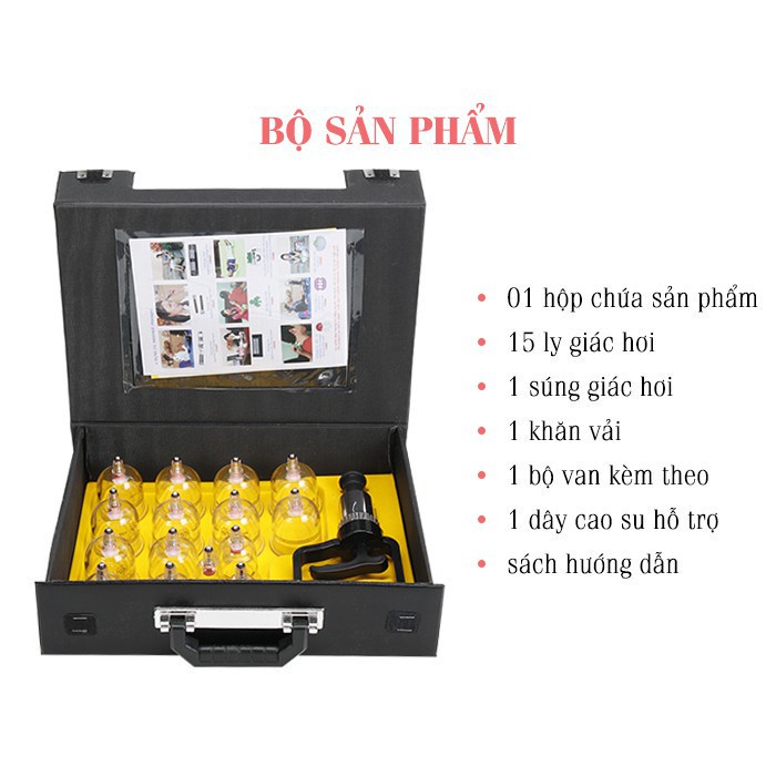 ✅ [BH 1 Năm] Bộ Giác Hơi Không Dùng Lửa: Duy Thành Vali Đen 15 Ly -VT0083