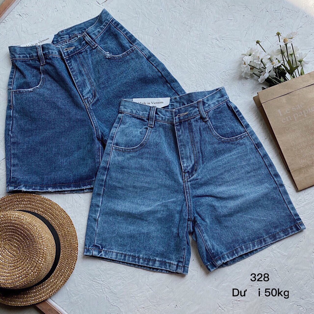 Quần short jean lửng Basic 33, sớ jeans xịn đẹp, quần đùi bò ngố rin trơn đơn giản, denim xanh đậm tối màu Ulzzang ôm