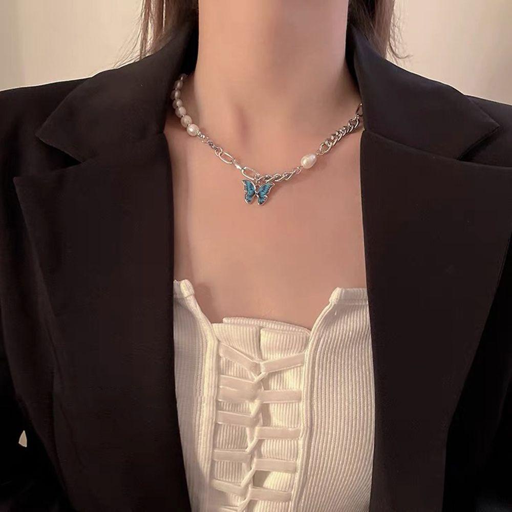 AROMA Dây Chuyền Mặt Hình Bướm Phong Cách Vintage Hàn Quốc