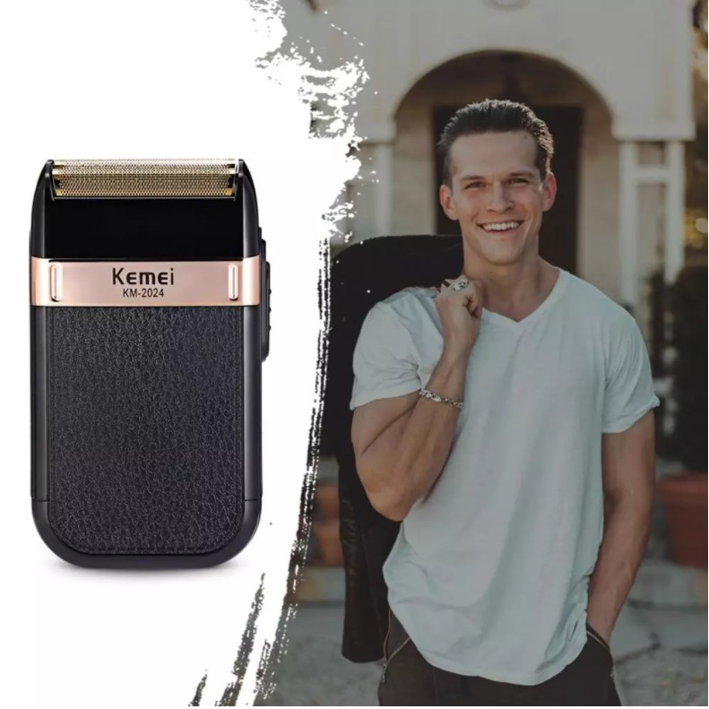 Máy Cạo Râu Tông Đơ Lưỡi Cắt Kép KEMEI KM-2024 SẠC USB Thông Minh có tặng 1 đầu THAY THẾ - BẢO HÀNH 12 THÁNG