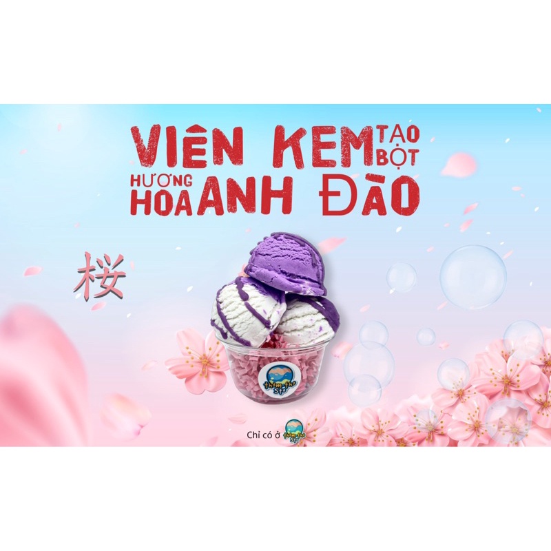 Viên kem tạo bọt bồn tắm bồng bềnh hương HOA ANH ĐÀO nhiều bọt mềm da, bubble scoop, 80, 160, 240 gram