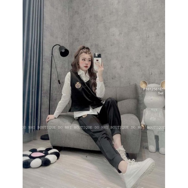Set áo sơ mi trắng giả phối gilê tay dài kèm quần! 🍓1612🍒