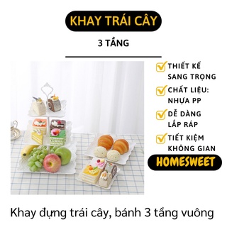 Đĩa Đựng Hoa Quả - Khay Đựng Bánh Kẹo Tết 3 Tầng Đơn Giản, Trang Trí Bàn Ăn  9093